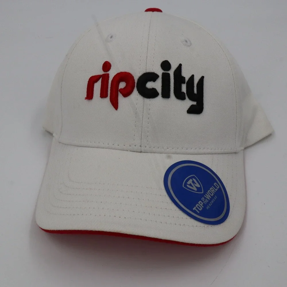 Top of the World Rip City Hat Mens White Red Portland Trail Blazers‎ Snapback